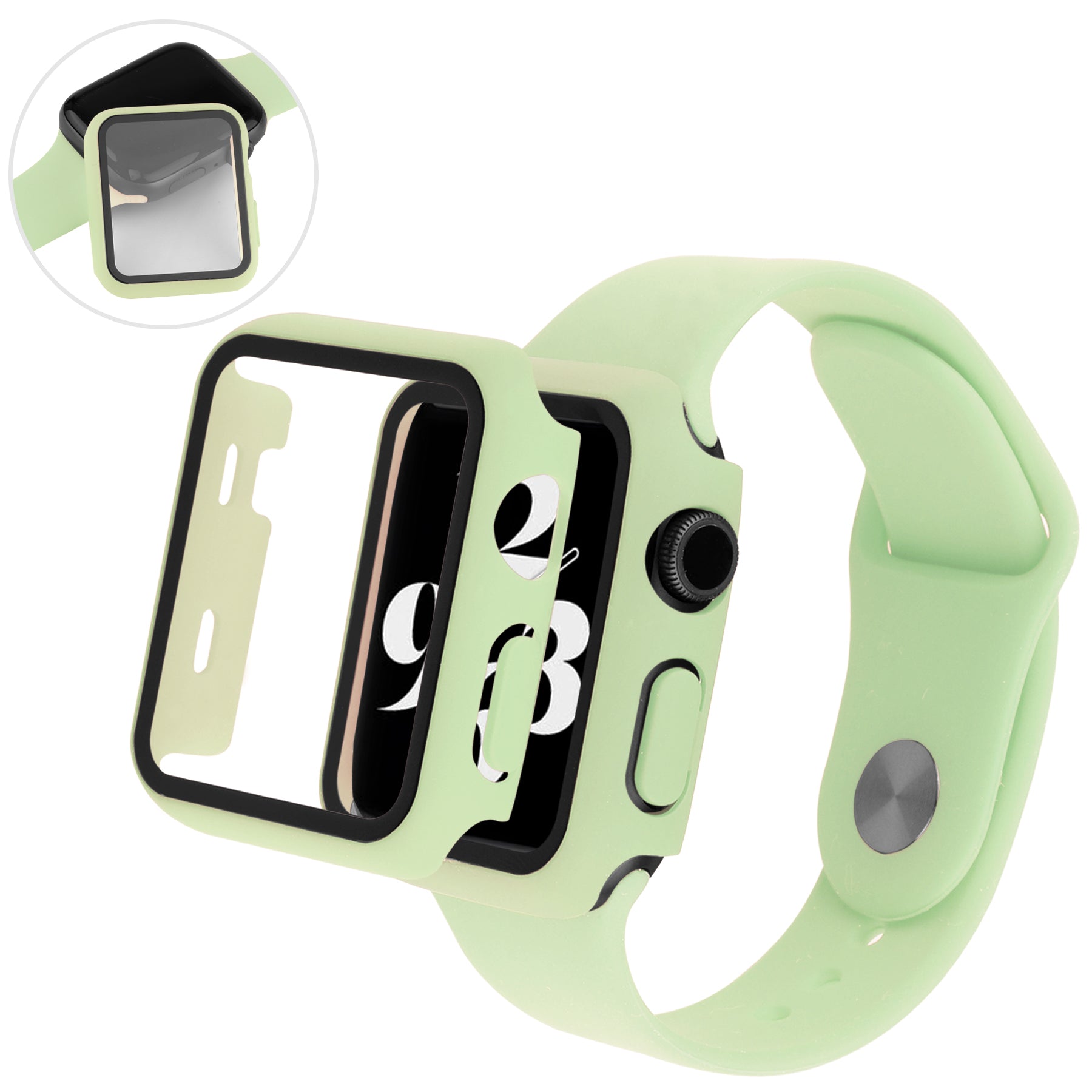 Anti-Scratch Shock-Absorbed 3 in 1 Tempered Glass Screen Protector + Watch Cover + Watch Band Set for Apple Watch Series 4 44mm 5 44mm 6 44mm SE SE (2022) 44m Anti-Scratch Shock-Absorbed 3 in 1 Tempered Glass Screen Protector + Watch Cover + Watch Band Set for Apple Watch Series 4 44mm 5 44mm 6 44mm SE SE (2022) 44m
